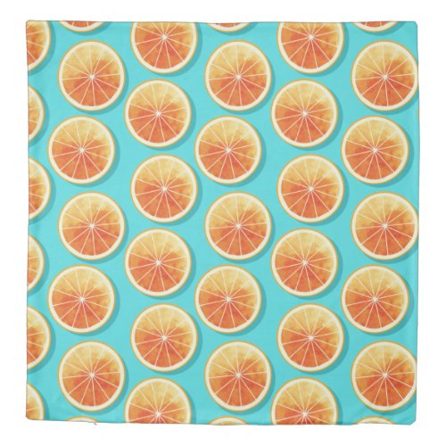 Orange Slices on Blue Duvet Cover