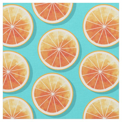 Orange Slices on Blue Fabric