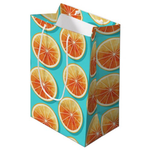 Orange Slices on Blue Medium Gift Bag