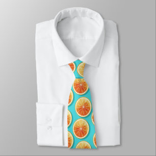Orange Slices on Blue Neck Tie
