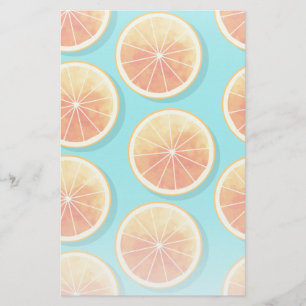 Orange Slices on Blue Stationery