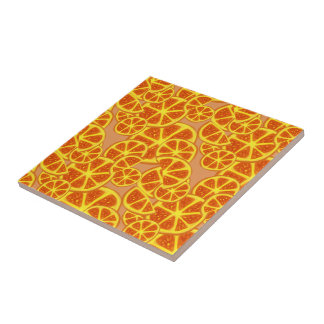 Orange Slices Pattern Ceramic Tile
