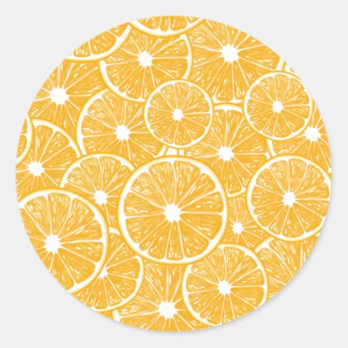 Orange slices pattern design classic round sticker