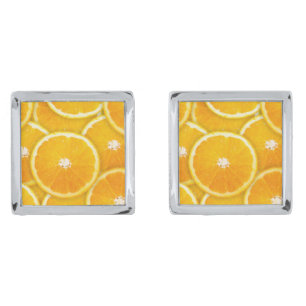 Orange slices silver cufflinks