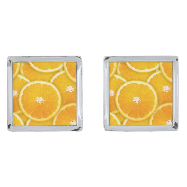 Orange slices silver cufflinks (Front)