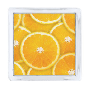 Orange slices silver finish lapel pin
