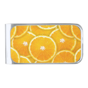 Orange slices silver finish money clip