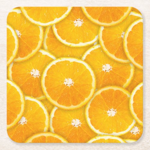 Orange slices square paper coaster