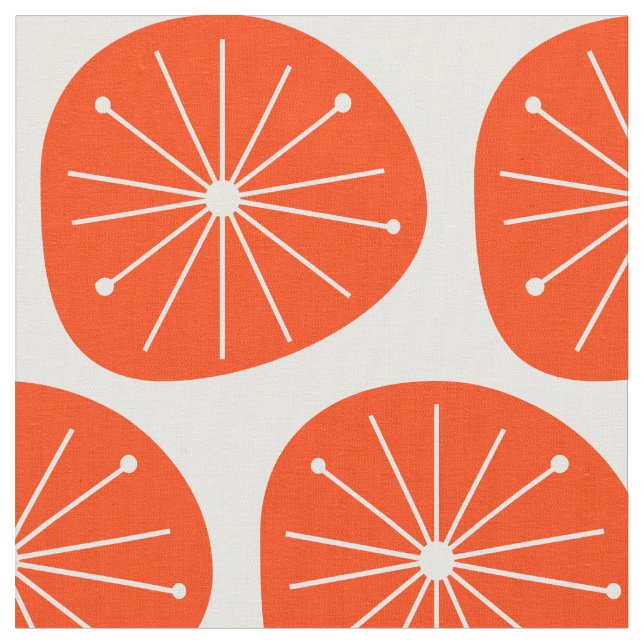 Orange Slices Starburst Mid Century Modern Print Fabric (Close Up)