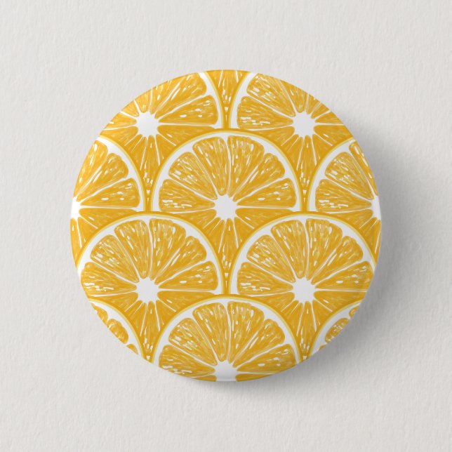 Orange slices, tropical fruit pattern design button (Front)