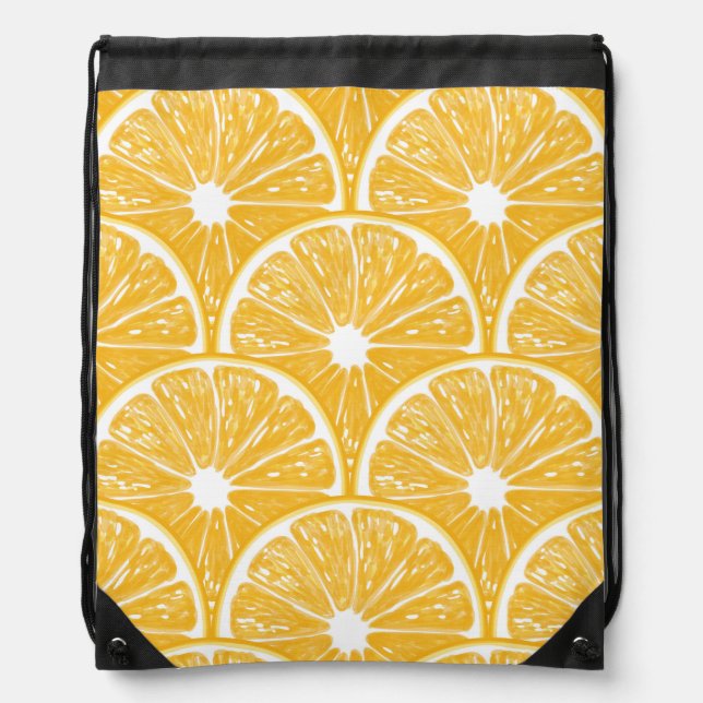 Orange slices, tropical fruit pattern design drawstring bag (Front)