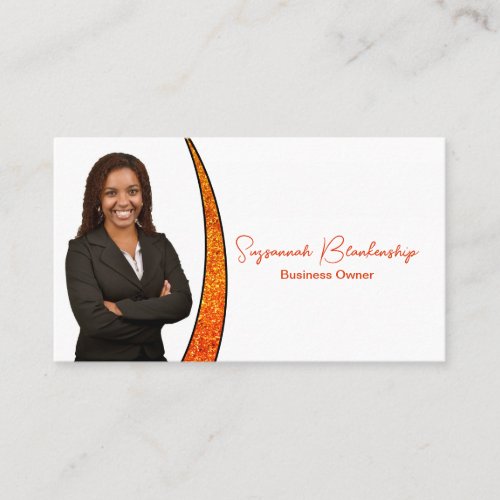 Orange Sliver of Faux Glitter Professional Photo  Business Card