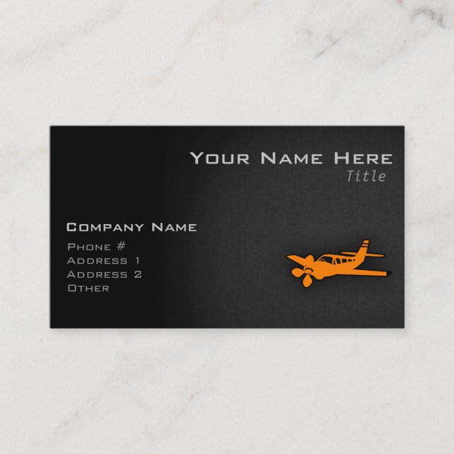 Orange Small Airplane Business Card (Front)
