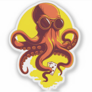 Orange Smart Octopus Sticker