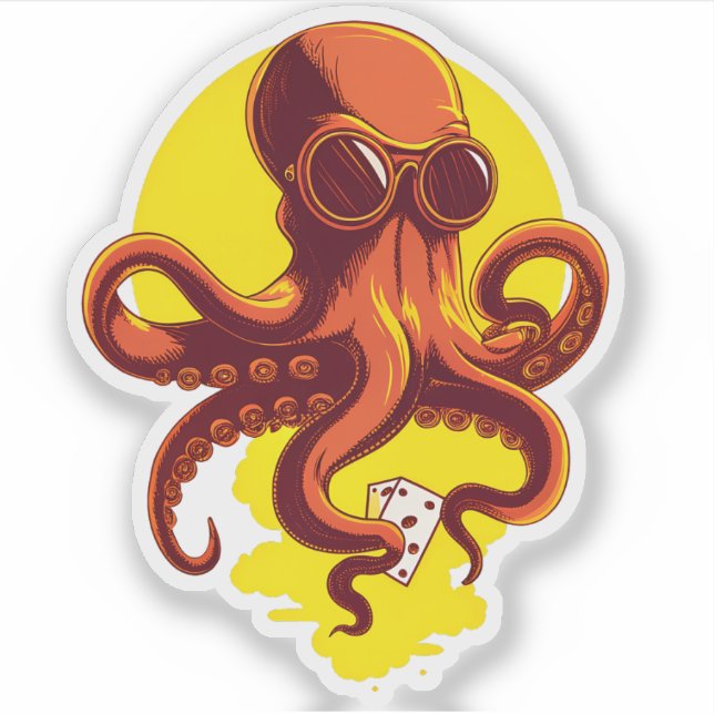 Orange Smart Octopus Sticker (Front)