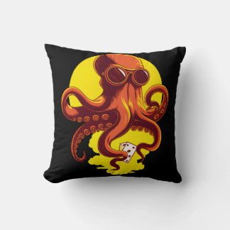 Orange Smart Octopus Throw Pillow