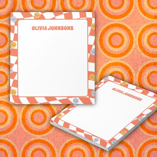 Orange Smiley Retro School Appreciation Gift Notepad