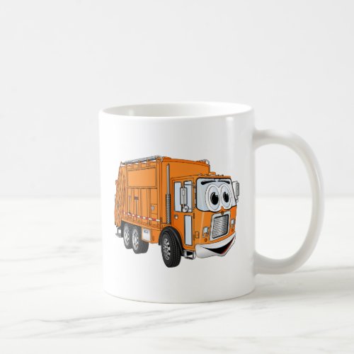 Orange Smiling Garbage Truck Cartoon Coffee Mug