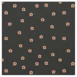 Orange Smiling Halloween Flowers on black Fabric