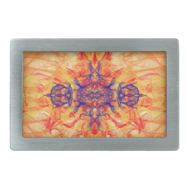 ORANGE SMOKE - Fractal Art - Belt Buckle (Front)