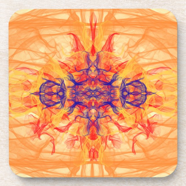 ORANGE SMOKE - Fractal Art - Beverage Coaster (Front)