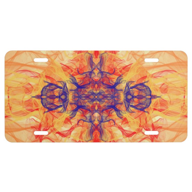 ORANGE SMOKE - Fractal Art - License Plate (Front)
