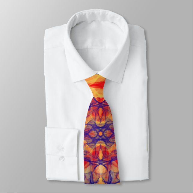 ORANGE SMOKE - Fractal Art - Neck Tie (Tied)