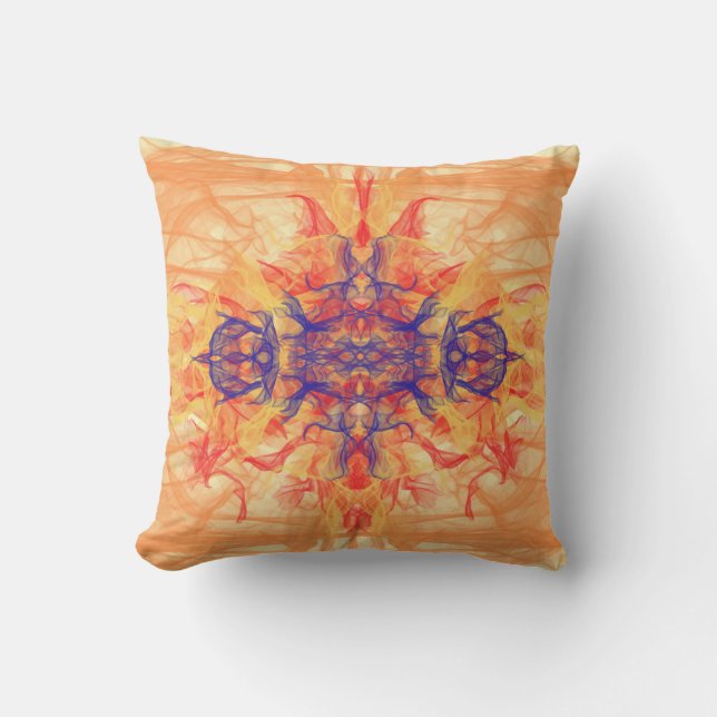 ORANGE SMOKE - Fractal Art - Outdoor Pillow (Front)