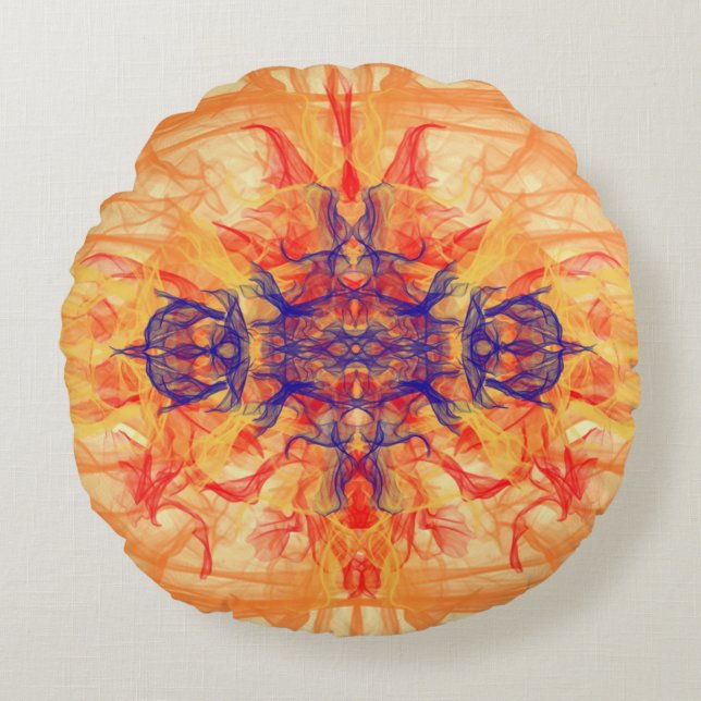 ORANGE SMOKE - Fractal Art - Round Pillow (Front)