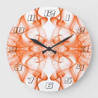Orange Smoke Symmetrical Minimalist White Large Clock