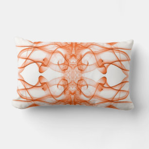 Orange Smoke Symmetrical Minimalist White Lumbar Pillow