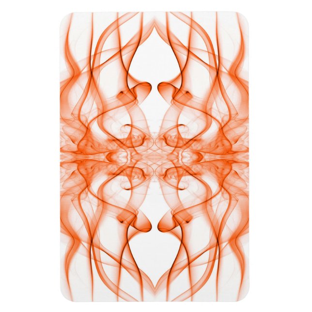 Orange Smoke Symmetrical Minimalist White Magnet (Vertical)