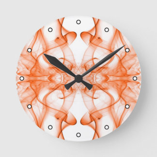 Orange Smoke Symmetrical Minimalist White Round Clock
