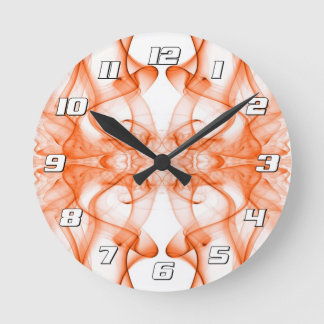 Orange Smoke Symmetrical Minimalist White Round Clock