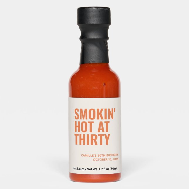 Orange Smokin Hot 30th Birthday Party Favor Sauces (Front)