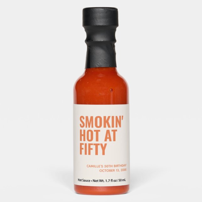 Orange Smokin Hot 50th Birthday Party Favor Sauces (Front)