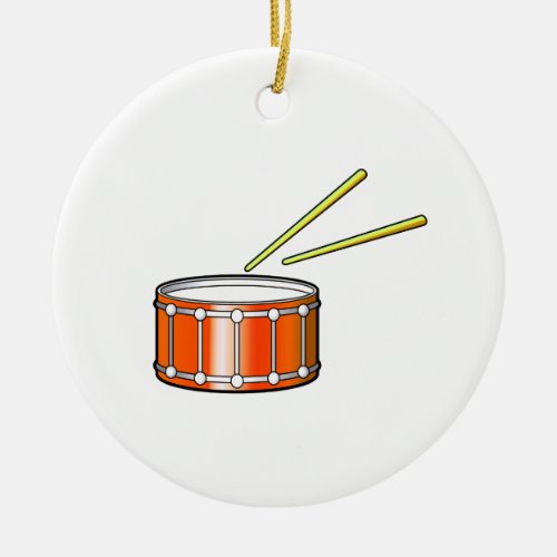 orange snare graphic with sticks ceramic ornament