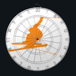 Orange Snow Ski Dart Board<br><div class="desc">Cool Orange snow skiing silhouette. Great gift for anyone that loves to snow ski! Perfect for Alpine freestyle snow skier. Images used on this item are licensed and © Graphics Factory.com</div>