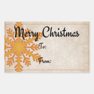 Orange Snowflake | Merry Christmas Gift Rectangular Sticker