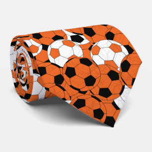 Orange Soccer Ball Collage - Two Side Print Neck Tie