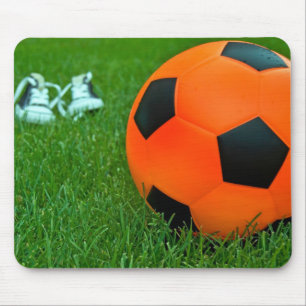 Orange Soccer Ball Mouse Pad