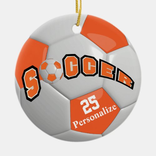 Orange Soccer Ball  Personalize Ceramic Ornament