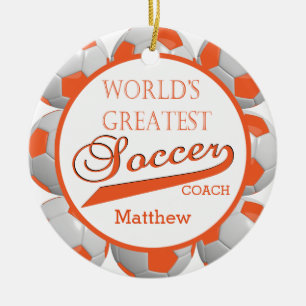 Orange Soccer Ball   Template Ceramic Ornament