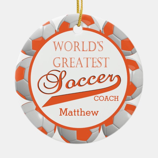 Orange Soccer Ball | Template Ceramic Ornament (Front)
