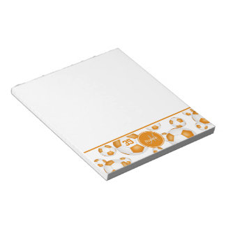 orange soccer balls pattern accent girls name  notepad