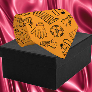 Orange Soccer Equipment Pattern Neck Tie