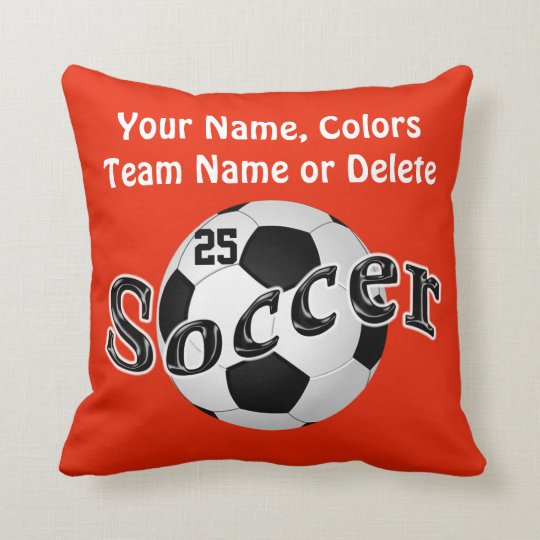 Orange Soccer Pillows Change Colors And Text Throw Pillow