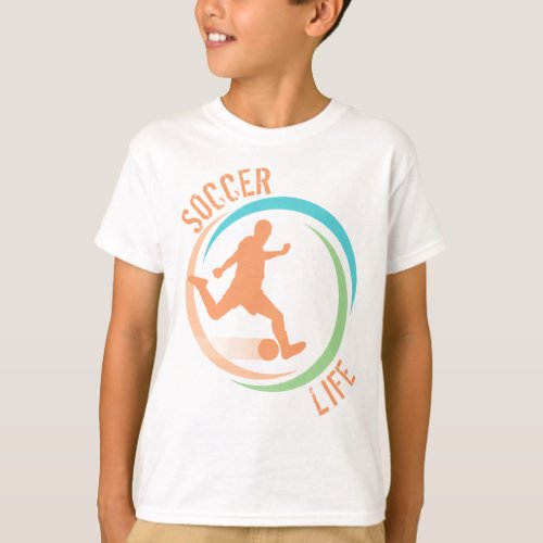 Orange Soccer Player Life Kids T_Shirt