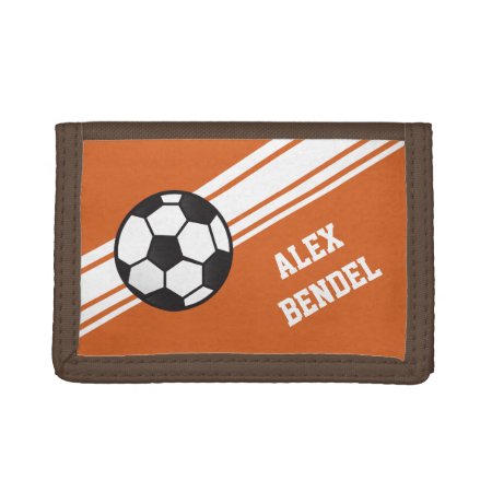 Orange Soccer Sporty Sport Stripes Boys Wallet
