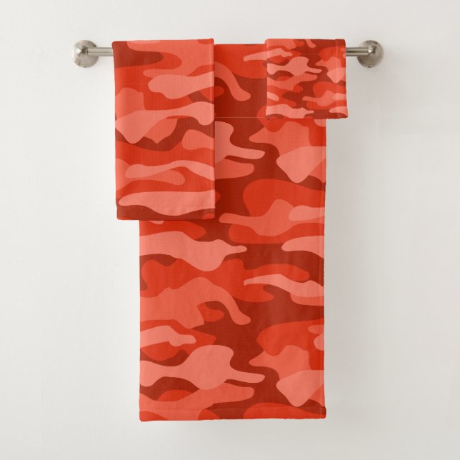 Orange Soda Monocolor Camo Bath Towel Set (Insitu)